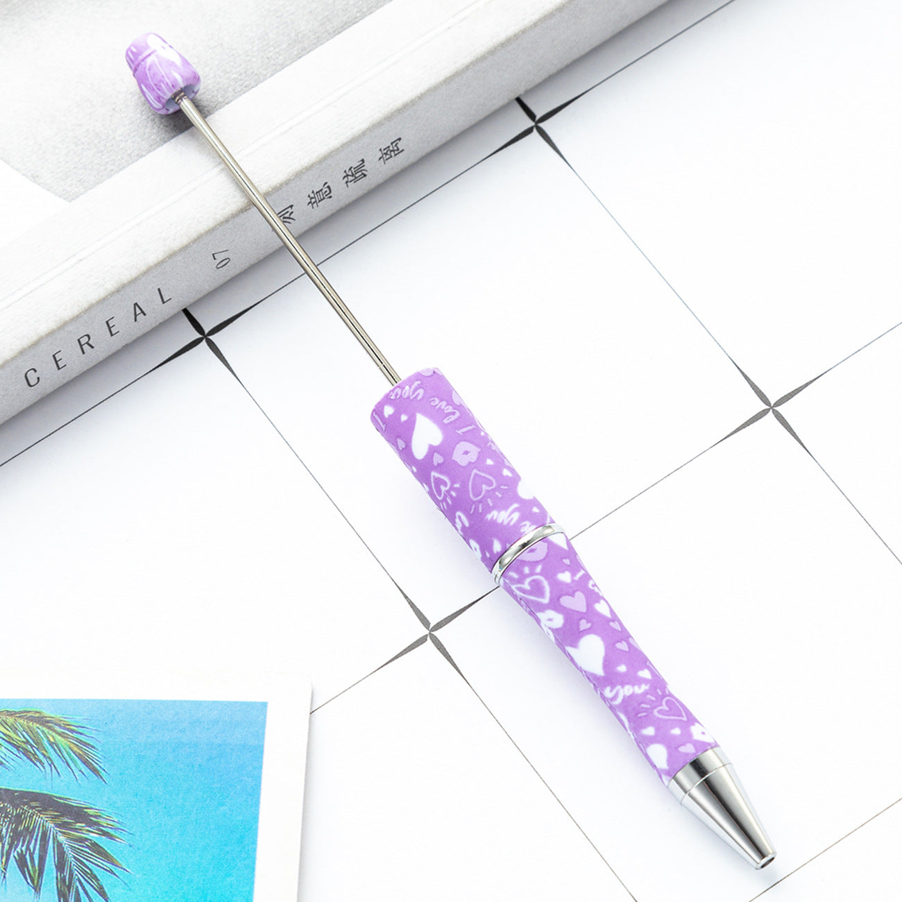 Wholesale Valentine's Day Plastic Beaded Pens DIY Beadable Pens